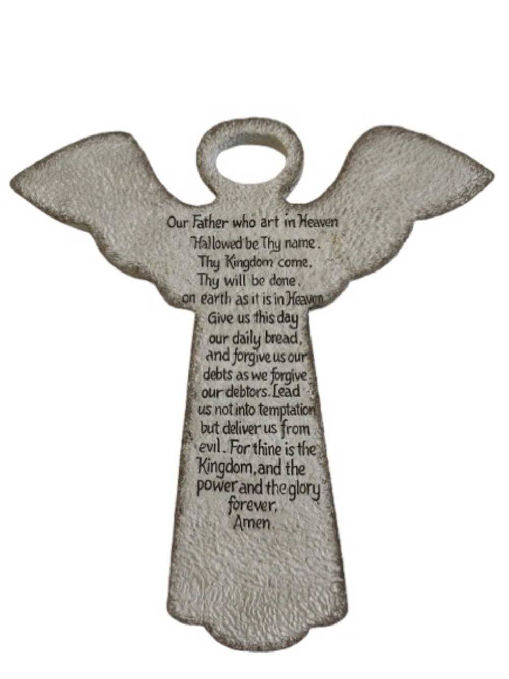 caffco Cross Angel Wall Plaque with Lord's Prayer Neutral Stone Tone Wall Decor